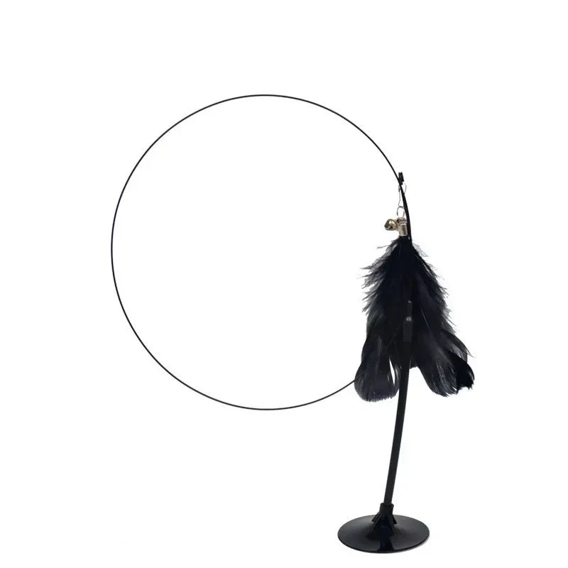 Cat Teaser Stick With Bell, Feather, Long Rod Suction Cup - Cutezy